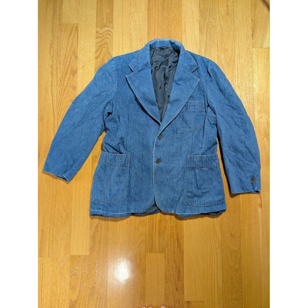 Vintage Levi's Panatela Denim Blazer Sport Coat Mens 46R Blue 2-Button 70s 80s